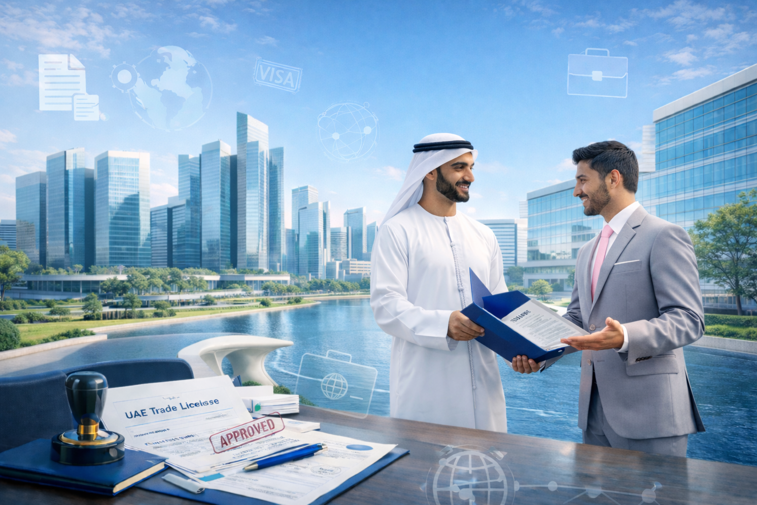Dubai company formation and UAE trade license approval with professional business consultants